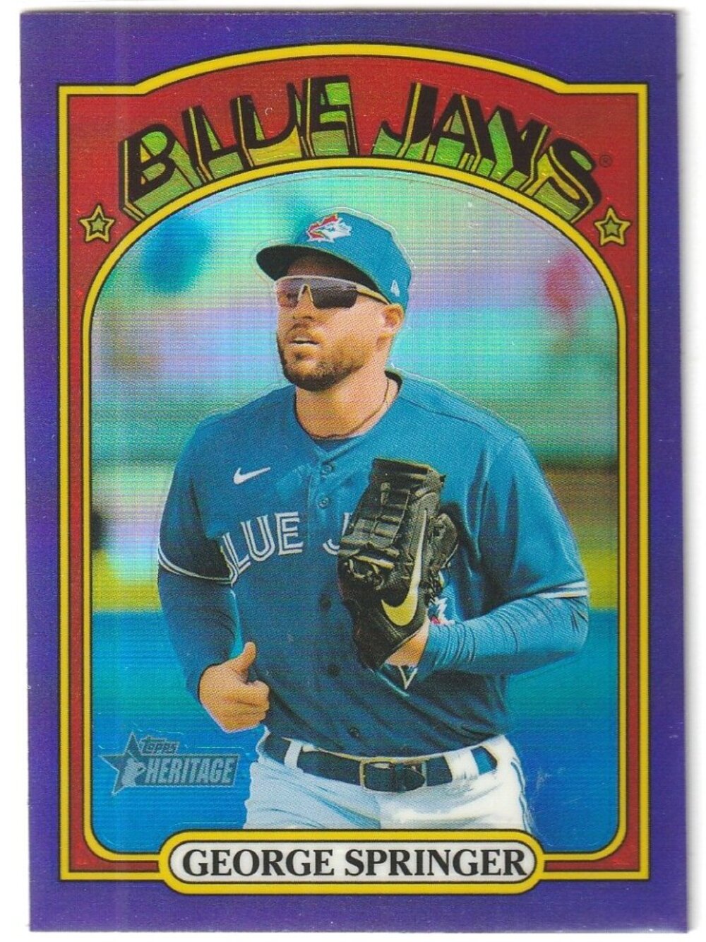 6for$49 GEORGE SPRINGER 2021 Topps Heritage Hot Box Chrome Purple Refractor #716